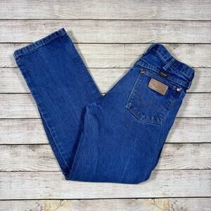 Wrangler Men's 30 Cowboy Cut Fit Denim Blue Jeans Hemmed to 28 1/2"